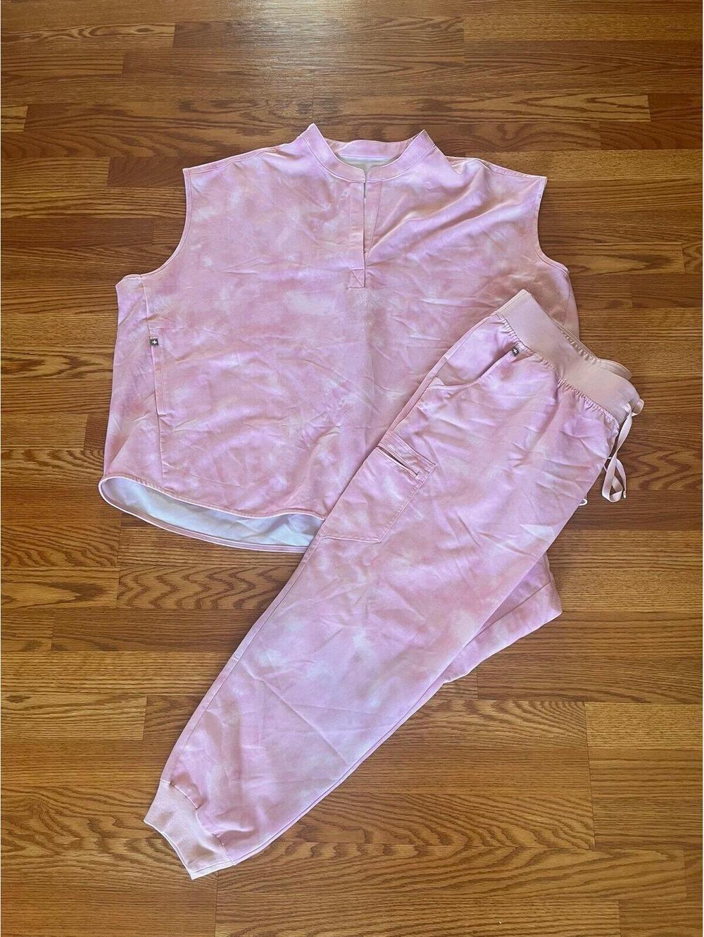 Women’s FIGS scrub tank top and bottom.